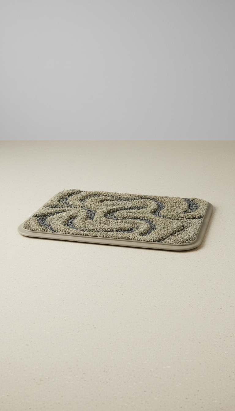 Mossy taupe cat litter mat