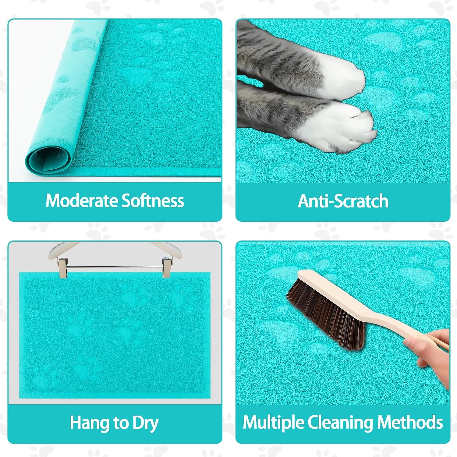 Cat Litter Box Mat for Floor Litter Trapping Mat Non-Slip Backing, Scatter Control, Easy Clean, Water Resistant, Soft on Paws (15.75" X 11.75",Lake Blue)